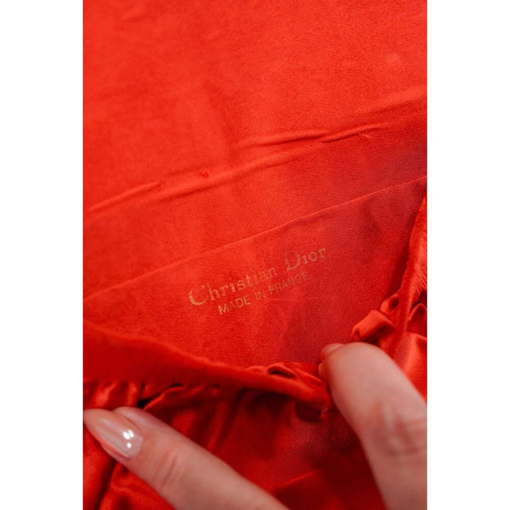 Christian Dior Vintage Red Satin Gold Coin Charm Chain Shoulder Bag - Picture 5 of 6